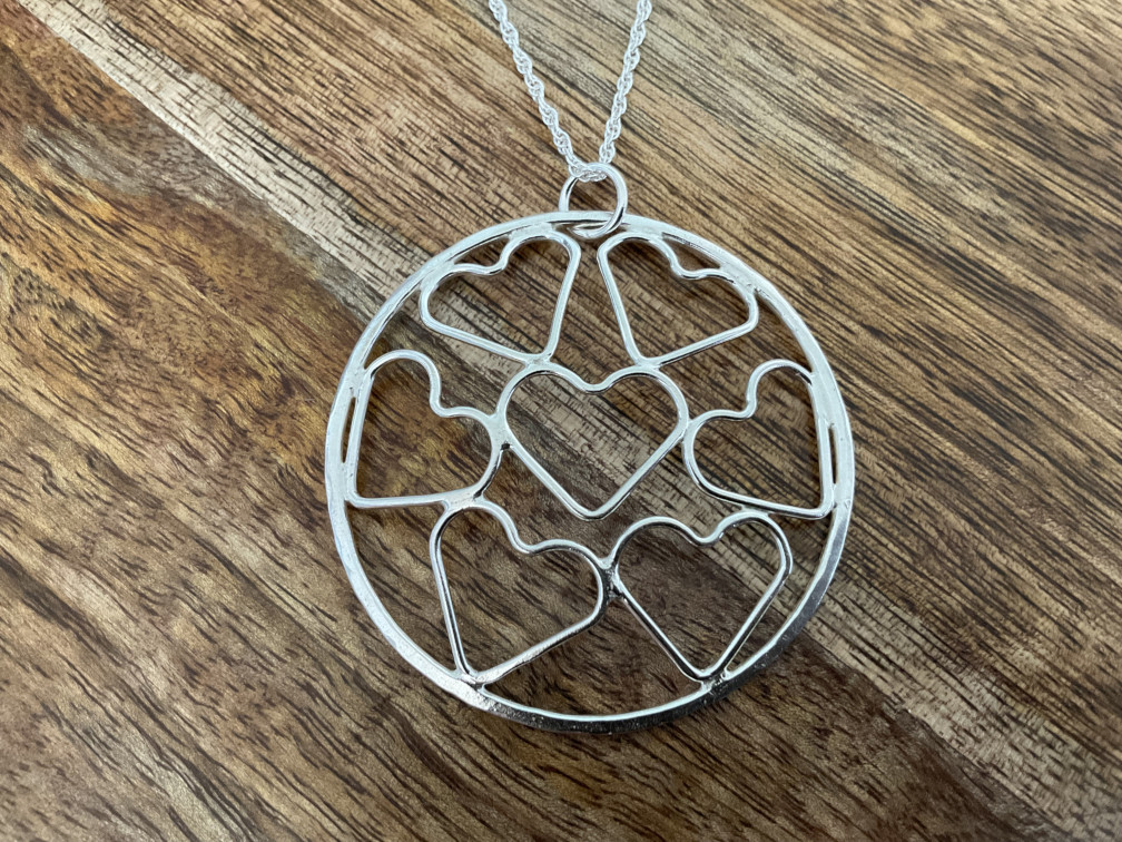 Domed Heart Pendant and Chain - Click Image to Close